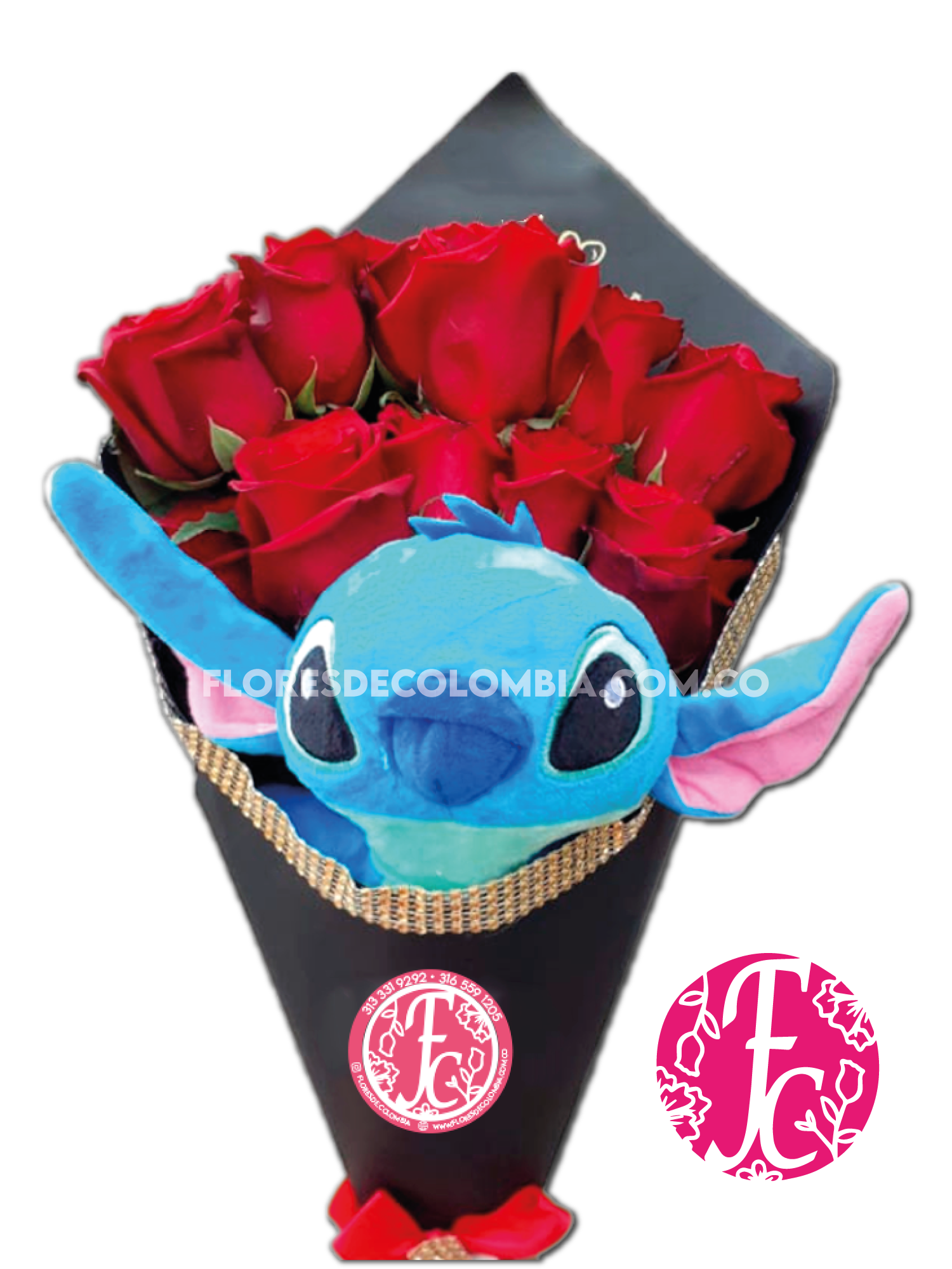 Stitch 10 rosas - Flores de Colombia
