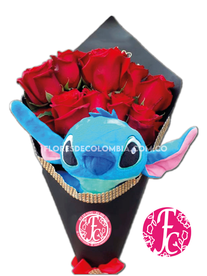 Stitch 10 rosas - Flores de Colombia