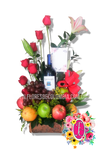 Frutero con rosas y vino - Flores de Colombia