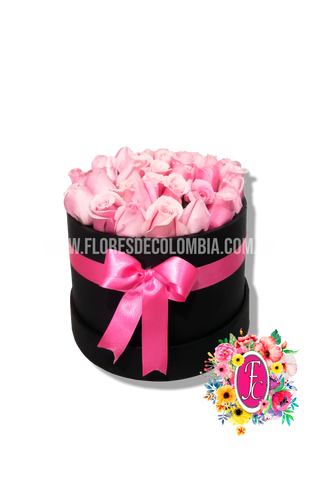 Caja redonda de rosas - Flores de Colombia
