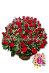 Canasta redonda de rosas rojas - Flores de Colombia
