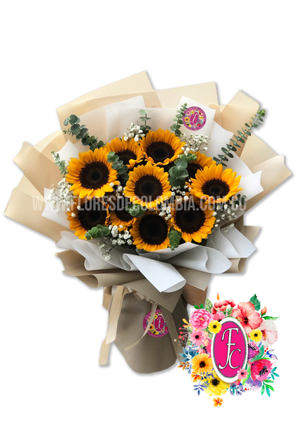 "tu sonrisa" Bouquet 10 girasoles - Flores de Colombia
